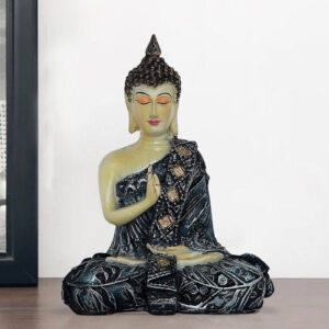 Handcrafted Ployresin Lord Buddha Sitting And Meditation Multicolour Statue Showpiece Home Decor/Office Decor/Spiritual Gift - Karigaari India Aesthetic Home Decor