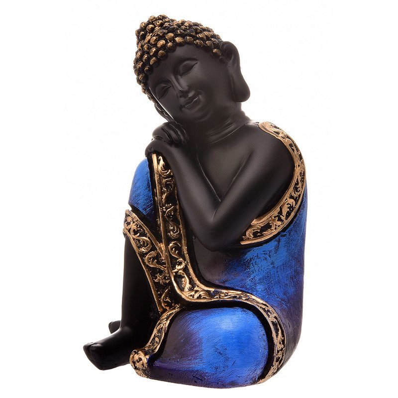 Timeless Handmade Ployresin Lord Buddha Sitting And Sleeping Dark Blue Colour With Golden Border Figure Centerpiece Home Home Decor Office Decoration Spiritual Gift Unique Decor Piece 5 Handcrafted Ployresin Lord Buddha Sitting And Sleeping Dark Blue Colour With Golden Border Statue Showpiece Home Decor/Office Decor/Spiritual Gift - Karigaari India Aesthetic Home Decor