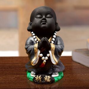 Handcrafted Ployresin Praying Lord Buddha Statues Showpiece Home Decor/Office Decor/Spiritual Gift, Black - Karigaari India Aesthetic Home Decor