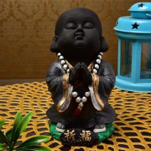 Handcrafted Ployresin Praying Lord Buddha Statues Showpiece Home Decor/Office Decor/Spiritual Gift, Black - Karigaari India Aesthetic Home Decor