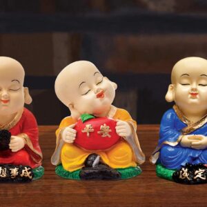 Handcrafted Ployresin Sitting, Meditating Red, Yellow And Blue Colour Three Lord Buddha Multicolour StatueS Showpiece Home Decor/Office Decor/Spiritual Gift - Karigaari India Aesthetic Home Decor