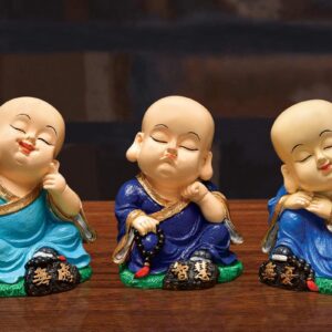 Handcrafted Ployresin Three Pieces Sitting And Sleeping Lord Buddha Multicolour Statue Showpiece Home Decor/Office Decor/Spiritual Gift - Karigaari India Aesthetic Home Decor