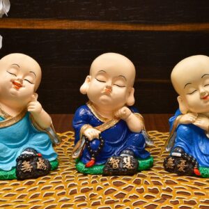 Handcrafted Ployresin Three Pieces Sitting And Sleeping Lord Buddha Multicolour Statue Showpiece Home Decor/Office Decor/Spiritual Gift - Karigaari India Aesthetic Home Decor