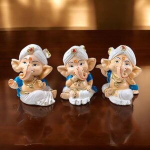 Karigaari India Set of 3 Dancing Bal Ganesha Idols for Home Decor - Karigaari India Aesthetic Home Decor