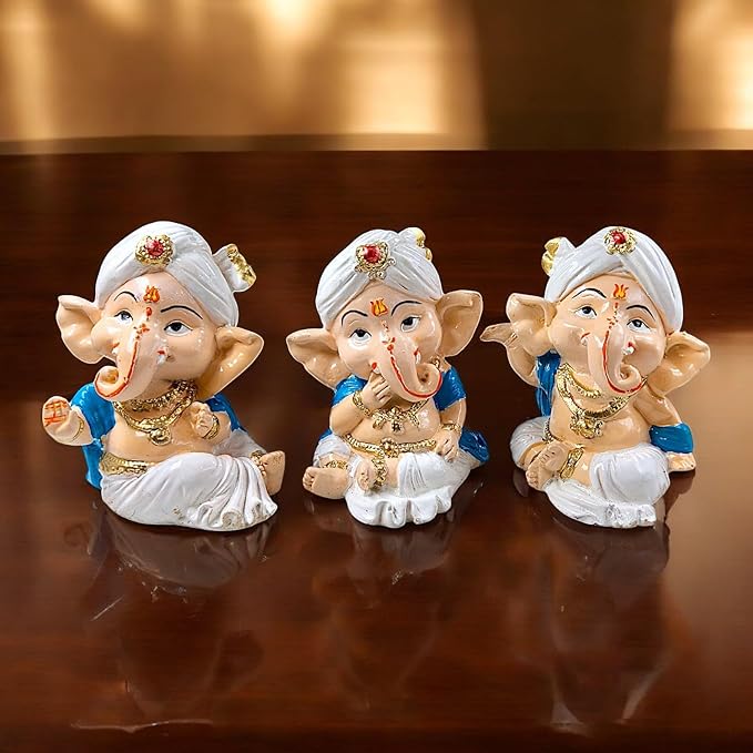 Timeless India Collection Of 3 Dancing Bal Ganesha Idols For Home Decor Premium Home Decor 1 Karigaari India Set of 3 Dancing Bal Ganesha Idols for Home Decor - Karigaari India Aesthetic Home Decor