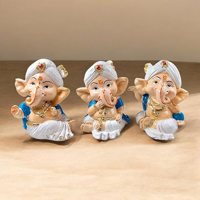 Timeless India Collection Of 3 Dancing Bal Ganesha Idols For Home Decor Premium Home Decor 2 Karigaari India Set of 3 Dancing Bal Ganesha Idols for Home Decor - Karigaari India Aesthetic Home Decor
