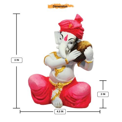 Little Lord Ganesha Idol Playing Instruments Best & Unique Design Pink Color for Home Decor - Karigaari India Aesthetic Home Decor