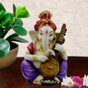Lord Ganesha Playing Guitar Idol for Home Decor - Karigaari India Aesthetic Home Decor