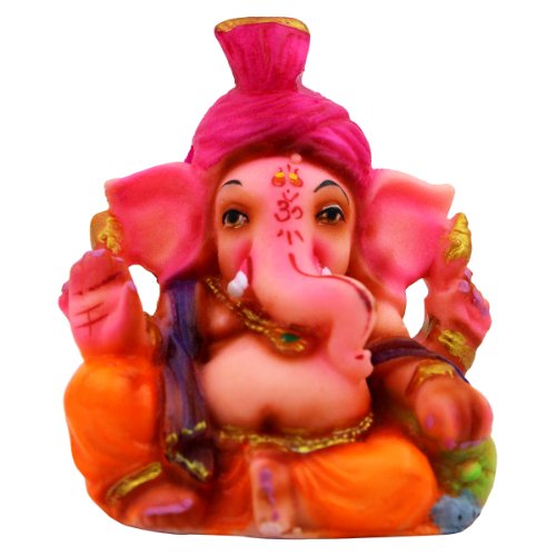 Lord Ganesha Sitting Idol Red & Pink Shade Color Best for Home Decor - Karigaari India Aesthetic Home Decor