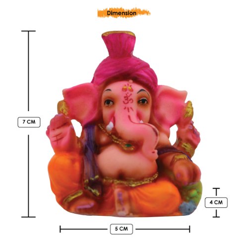 Lord Ganesha Sitting Idol Red & Pink Shade Color Best for Home Decor - Karigaari India Aesthetic Home Decor