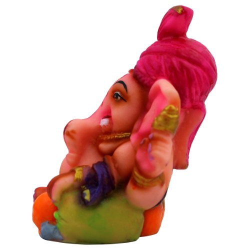 Lord Ganesha Sitting Idol Red & Pink Shade Color Best for Home Decor - Karigaari India Aesthetic Home Decor