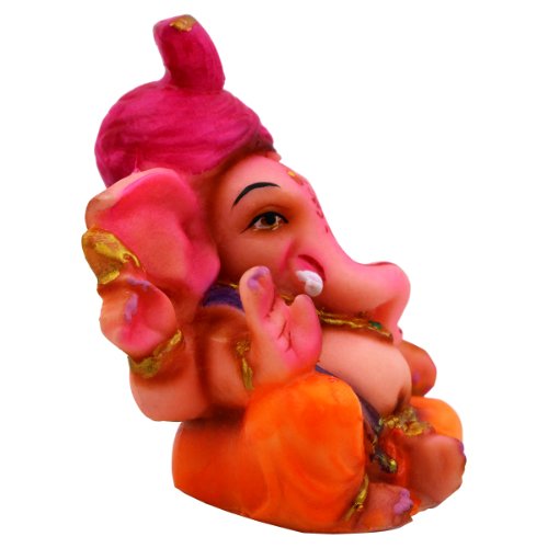 Lord Ganesha Sitting Idol Red & Pink Shade Color Best for Home Decor - Karigaari India Aesthetic Home Decor