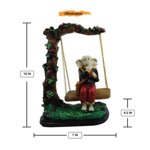 Timeless Lord Ganesha Sitting On Jhula Under Tree Figure For Home Decor Decorative Piece 3 Lord Ganesha Sitting on Jhula Under Tree Idol for Home Decor - Karigaari India Aesthetic Home Decor