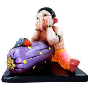 Lord Ganesha Sitting & Thinking Idol Multicolor Best for Home Decor - Karigaari India Aesthetic Home Decor