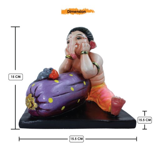 Lord Ganesha Sitting & Thinking Idol Multicolor Best for Home Decor - Karigaari India Aesthetic Home Decor