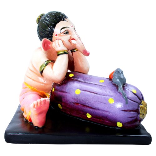 Lord Ganesha Sitting & Thinking Idol Multicolor Best for Home Decor - Karigaari India Aesthetic Home Decor