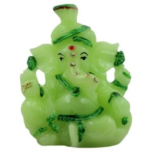 Lord Ganesha Sitting with One Leg Fold Crystal Green Colour Idol for Home Decor - Karigaari India Aesthetic Home Decor