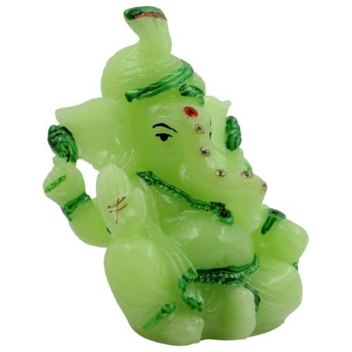 Timeless Lord Ganesha Sitting With One Leg Fold Crystal Green Colour Statue For Home Decoration Stylish Accent 5 Lord Ganesha Sitting with One Leg Fold Crystal Green Colour Idol for Home Decor - Karigaari India Aesthetic Home Decor