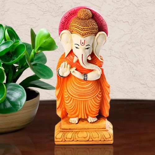 Timeless Lord Ganesha Standing Figurine Best Distinctive Design Orange Colour For Home Decor Premium Home Decor 1 Lord Ganesha Standing Idol Best & Unique Design Orange Colour for Home Decor - Karigaari India Aesthetic Home Decor
