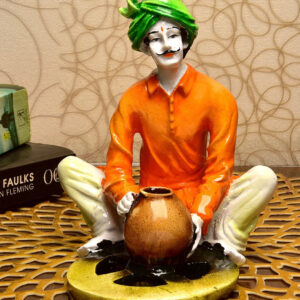 Rajasthani Village Man Figurine with Pot Handcrafted Resin Human Statue for Home Décor - Karigaari India Aesthetic Home Decor