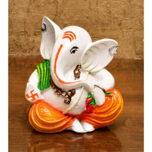 Peaceful Ganesha Seated: Handcrafted Resin Statue - Comfort & New Beginnings - Karigaari India Aesthetic Home Decor