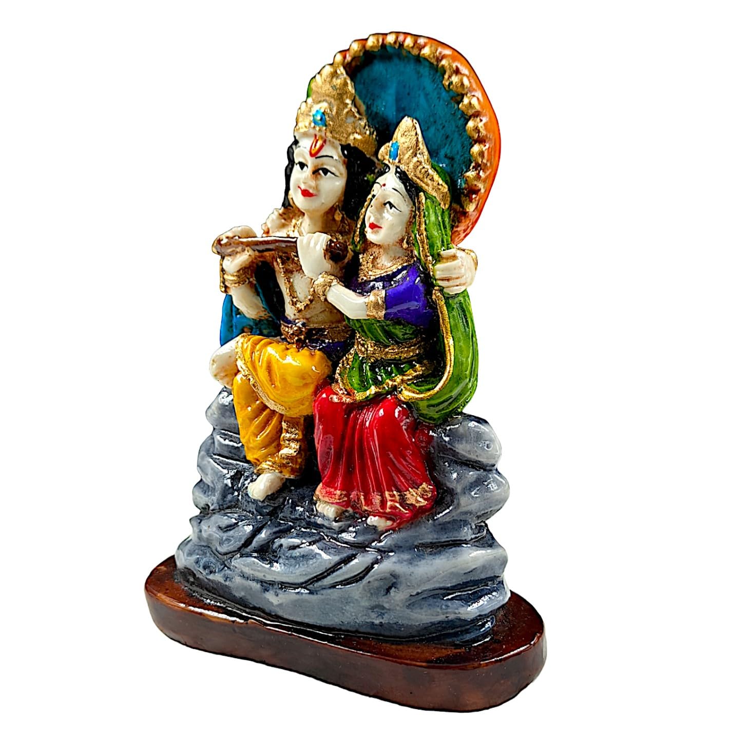Timeless Serene Radha Krishna Seated Idol Colorful Resin Crafted Figurine For Spiritual Love Home Harmony Spiritual Gifting Modern Ornament 4