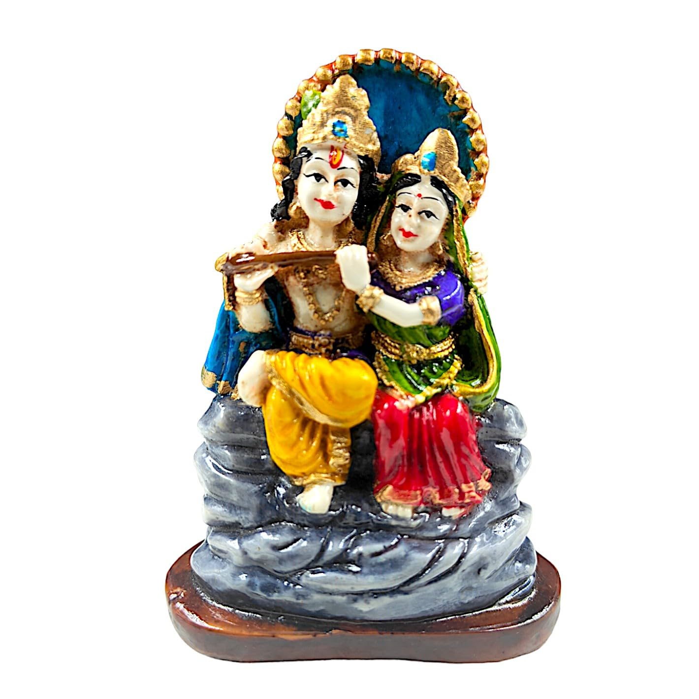 Timeless Serene Radha Krishna Seated Idol Colorful Resin Crafted Figurine For Spiritual Love Home Harmony Spiritual Gifting Modern Ornament 6