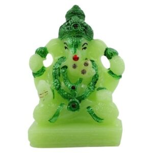 Small Lord Ganesha Sitting Idol Crystal Green Colour for Home Decor - Karigaari India Aesthetic Home Decor