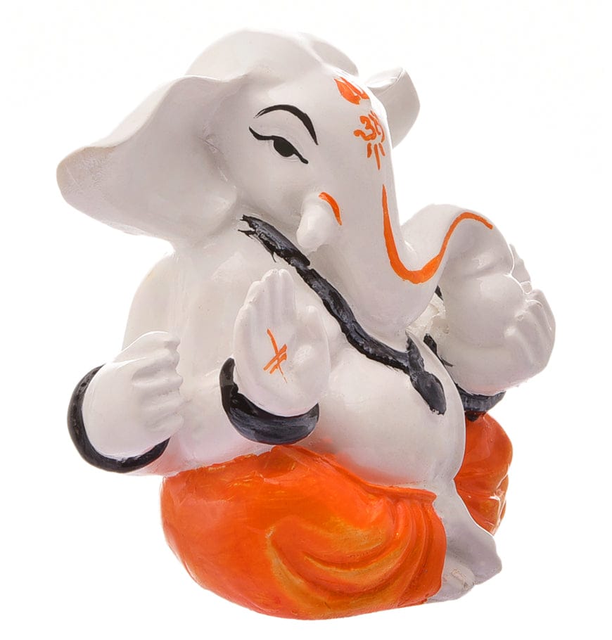 Timeless Spiritual Blessings Ganesha White Resin Crafted Abhaya Mudra Statue Fortunate Home Decor Gift Modern Ornament 3 Divine Blessings Ganesha: White Resin Abhaya Mudra Idol - Auspicious Decor & Gift - Karigaari India Aesthetic Home Decor