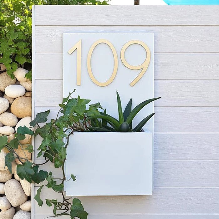Timeless White Planter Number Plaque For Home Decoration Decorative Piece 1 White Planter Number Plate for Home Decoration - Karigaari India Aesthetic Home Decor