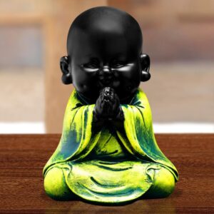Handcrafted Ployresin Lord Buddha Light Green Colour Praying And Sitting Statue Showpiece Home Decor/Office Decor/Spiritual Gift - Karigaari India Aesthetic Home Decor