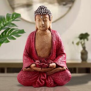 Handcrafted Ployresin Lord Buddha Meditating Statue Pink Colour Showpiece Home Decor/Office Decor/Spiritual Gift - Karigaari India Aesthetic Home Decor