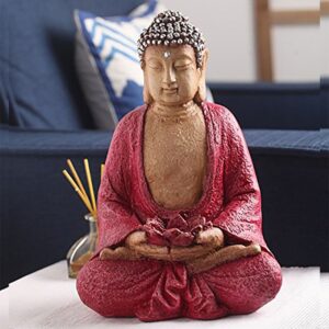 Handcrafted Ployresin Lord Buddha Meditating Statue Pink Colour Showpiece Home Decor/Office Decor/Spiritual Gift - Karigaari India Aesthetic Home Decor