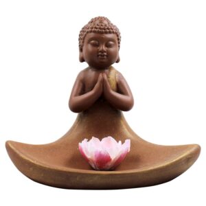 Handcrafted Ployresin Lord Buddha Praying Statue Showpiece Home Decor/Office Decor/Spiritual Gift, Brown - Karigaari India Aesthetic Home Decor