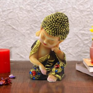 Handcrafted Ployresin Lord Buddha Sitting And Sleeping Statue Showpiece Home Decor/Office Decor/Spiritual Gift - Karigaari India Aesthetic Home Decor