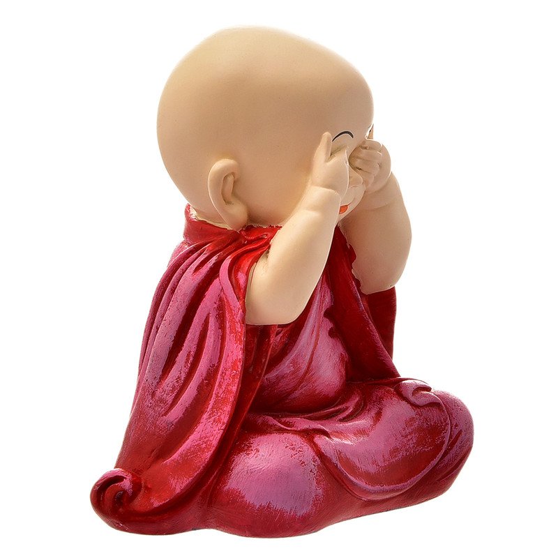 Unique Artisan Ployresin Lord Buddha Sitting Idol Putting Fingers On Eyes Centerpiece Home Home Decor Office Decoration Spiritual Gift Pink Colour Decorative Piece 5 Handcrafted Ployresin Lord Buddha Sitting Statue Putting Fingers On Eyes Showpiece Home Decor/Office Decor/Spiritual Gift, Pink Colour - Karigaari India Aesthetic Home Decor