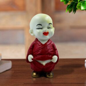 Handcrafted Ployresin Lord Buddha Standing White And Red Statue Showpiece Home Decor/Office Decor/Spiritual Gift - Karigaari India Aesthetic Home Decor