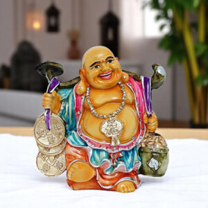 Handcrafted Ployresin Lord Buddha Standing With Taking Medals On Shoulders Laughing Statue Showpiece Home Decor/Office Decor/Spiritual Gift - Karigaari India Aesthetic Home Decor