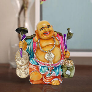 Handcrafted Ployresin Lord Buddha Standing With Taking Medals On Shoulders Laughing Statue Showpiece Home Decor/Office Decor/Spiritual Gift - Karigaari India Aesthetic Home Decor