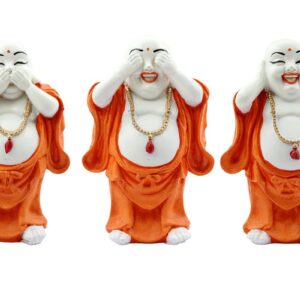 Handcrafted Ployresin Lord Buddha Three Standing White And Orange Statues Showpiece Home Decor/Office Decor/Spiritual Gift - Karigaari India Aesthetic Home Decor