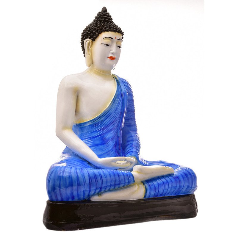 Unique Artisan Ployresin Meditating Lord Buddha Idol Decor Piece Home Decoration Office Decor Spiritual Gift Blue Colour Luxurious Accent 3 Handcrafted Ployresin Meditating Lord Buddha Statue Showpiece Home Decor/Office Decor/Spiritual Gift, Blue Colour - Karigaari India Aesthetic Home Decor