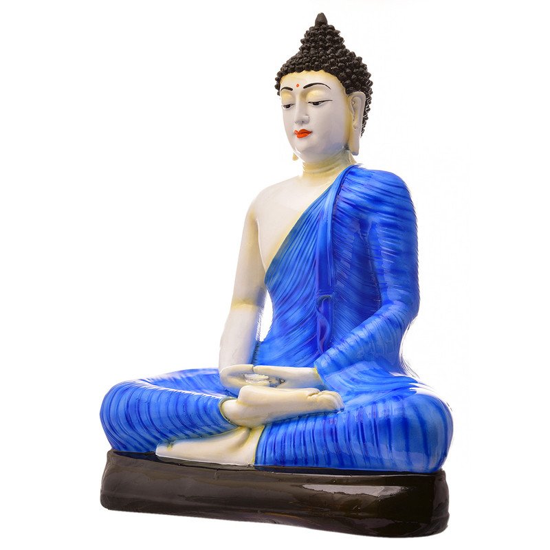 Unique Artisan Ployresin Meditating Lord Buddha Idol Decor Piece Home Decoration Office Decor Spiritual Gift Blue Colour Luxurious Accent 4 Handcrafted Ployresin Meditating Lord Buddha Statue Showpiece Home Decor/Office Decor/Spiritual Gift, Blue Colour - Karigaari India Aesthetic Home Decor
