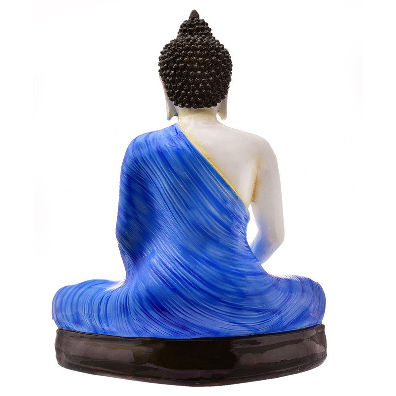 Unique Artisan Ployresin Meditating Lord Buddha Idol Decor Piece Home Decoration Office Decor Spiritual Gift Blue Colour Luxurious Accent 5 Handcrafted Ployresin Meditating Lord Buddha Statue Showpiece Home Decor/Office Decor/Spiritual Gift, Blue Colour - Karigaari India Aesthetic Home Decor