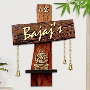 Personalized Stylish Wooden Name Plate for House Durable Custom - Karigaari India Aesthetic Home Decor