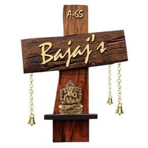 Personalized Stylish Wooden Name Plate for House Durable Custom - Karigaari India Aesthetic Home Decor
