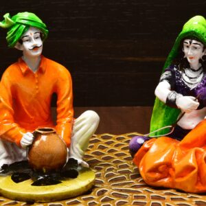 Traditional Indian Couple Figurine Set - Karigaari India Aesthetic Home Decor
