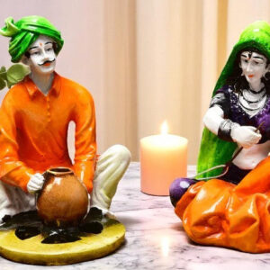 Traditional Indian Couple Figurine Set - Karigaari India Aesthetic Home Decor