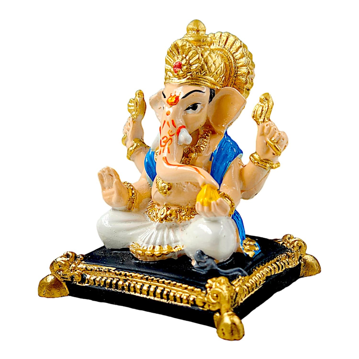 Unique Classic Seated Ganesha Figurine With Lotus Resin Idol For Prosperity Purity Heavenly Blessings Premium Home Decor 2