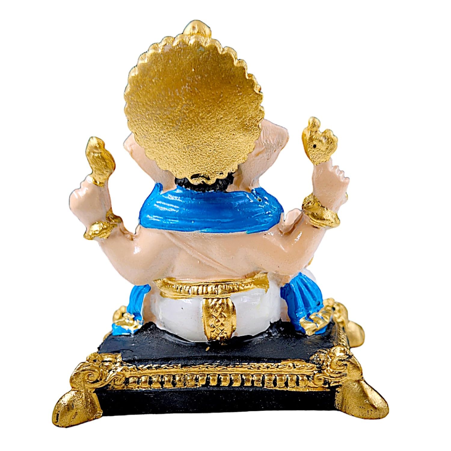 Unique Classic Seated Ganesha Figurine With Lotus Resin Idol For Prosperity Purity Heavenly Blessings Premium Home Decor 5