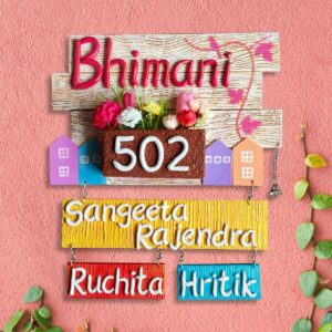 Handmade  Custom Beautiful Wooden Name Plate for Home Stylish Personalized - Karigaari India Aesthetic Home Decor